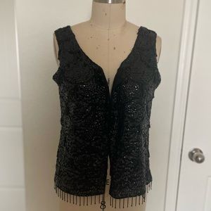 Vintage beaded black vest